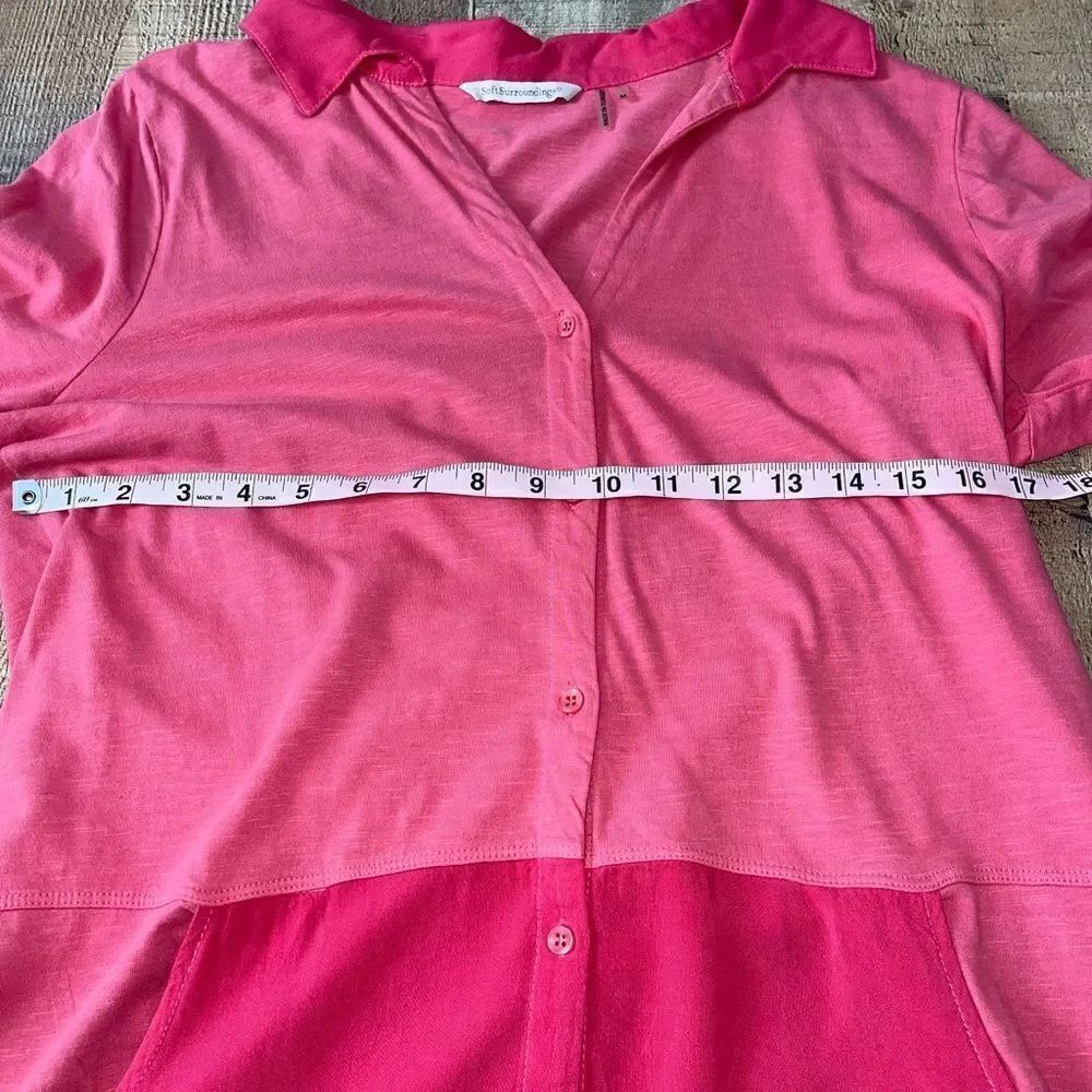 Soft surroundings pink mixed media button down tunic - Picture 6 of 12
